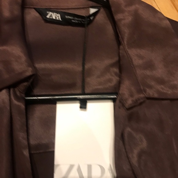 Zara Chocolate Satin Wrap Dress​ - Picture 5 of 7
